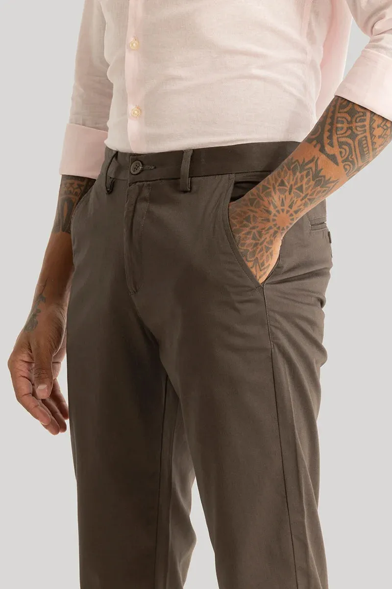 Urban Stride Brown Plain Slim Fit Chinos