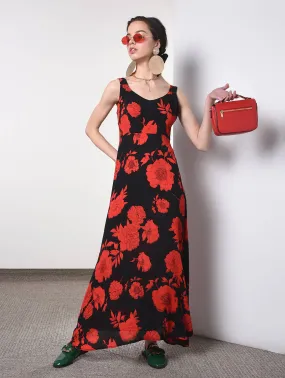 V-neck floral maxi dress