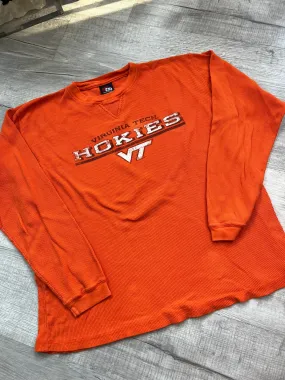 Vintage Virginia Tech Hokies Waffle Knit Thermal Long Sleeve Shirt