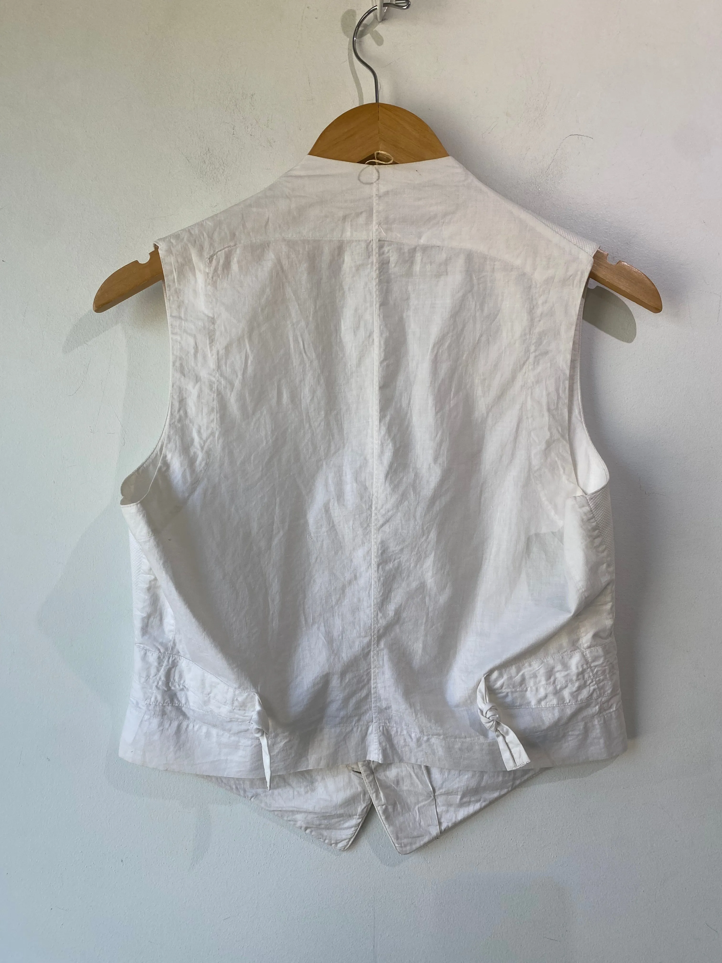 Vintage White Vest with Glass Buttons