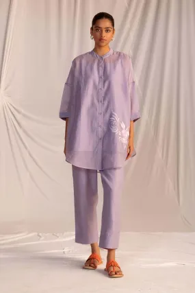 Violet Embroidered Tunic & Pant Set