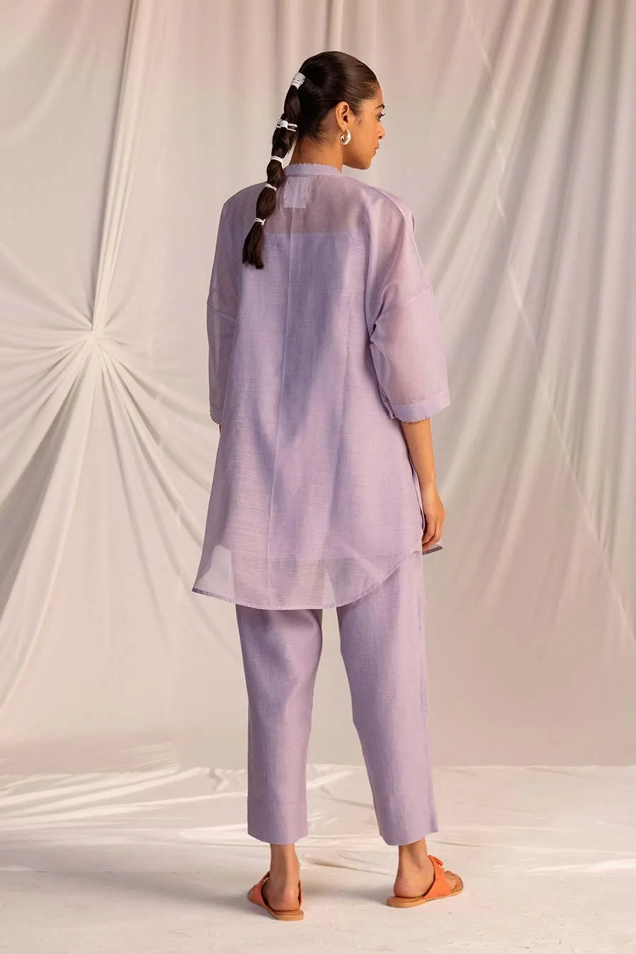 Violet Embroidered Tunic & Pant Set