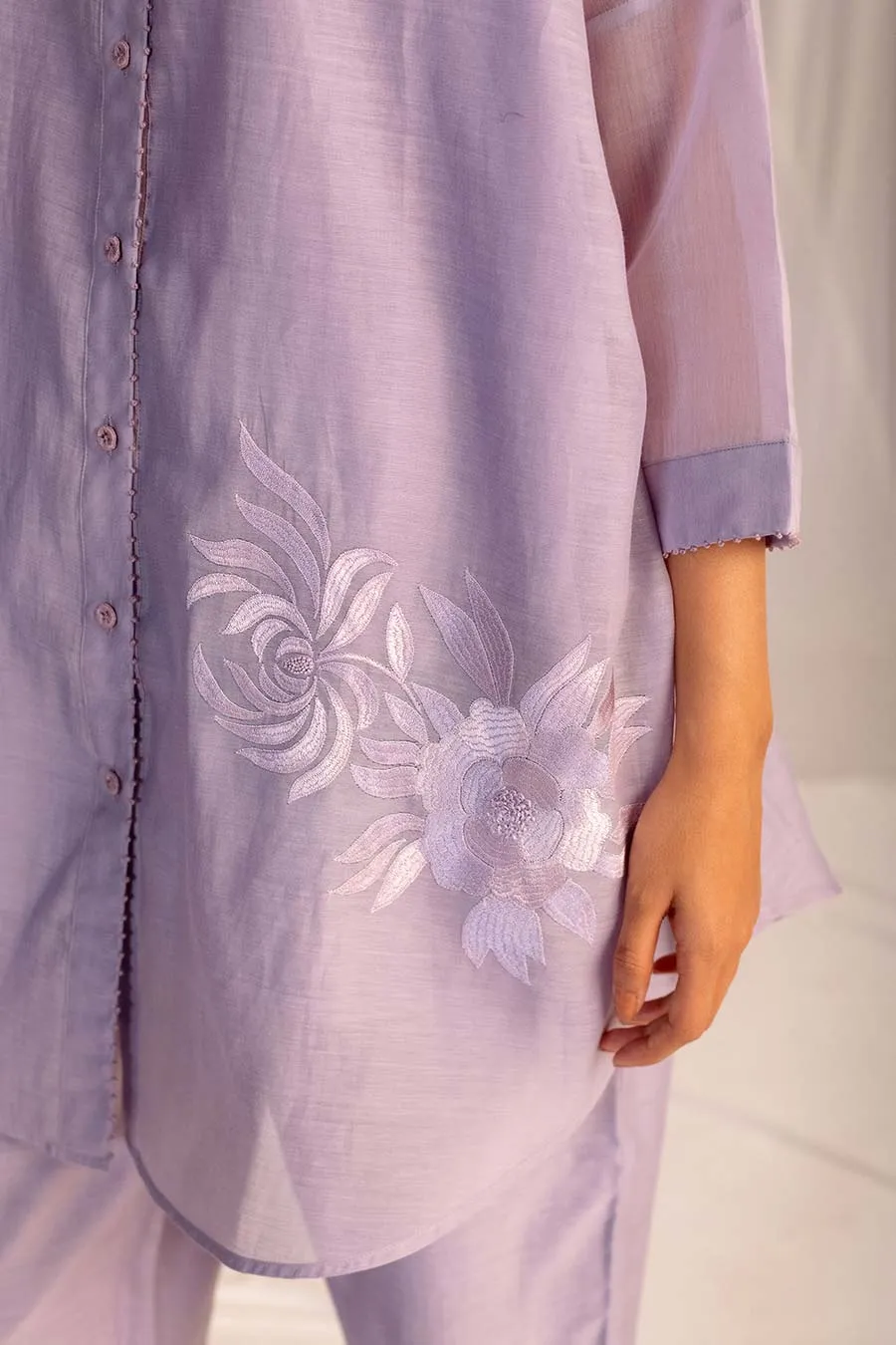 Violet Embroidered Tunic & Pant Set