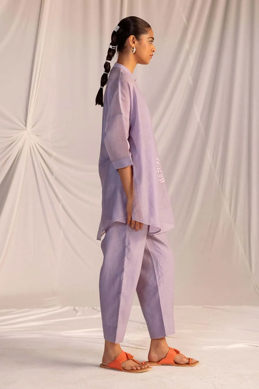 Violet Embroidered Tunic & Pant Set