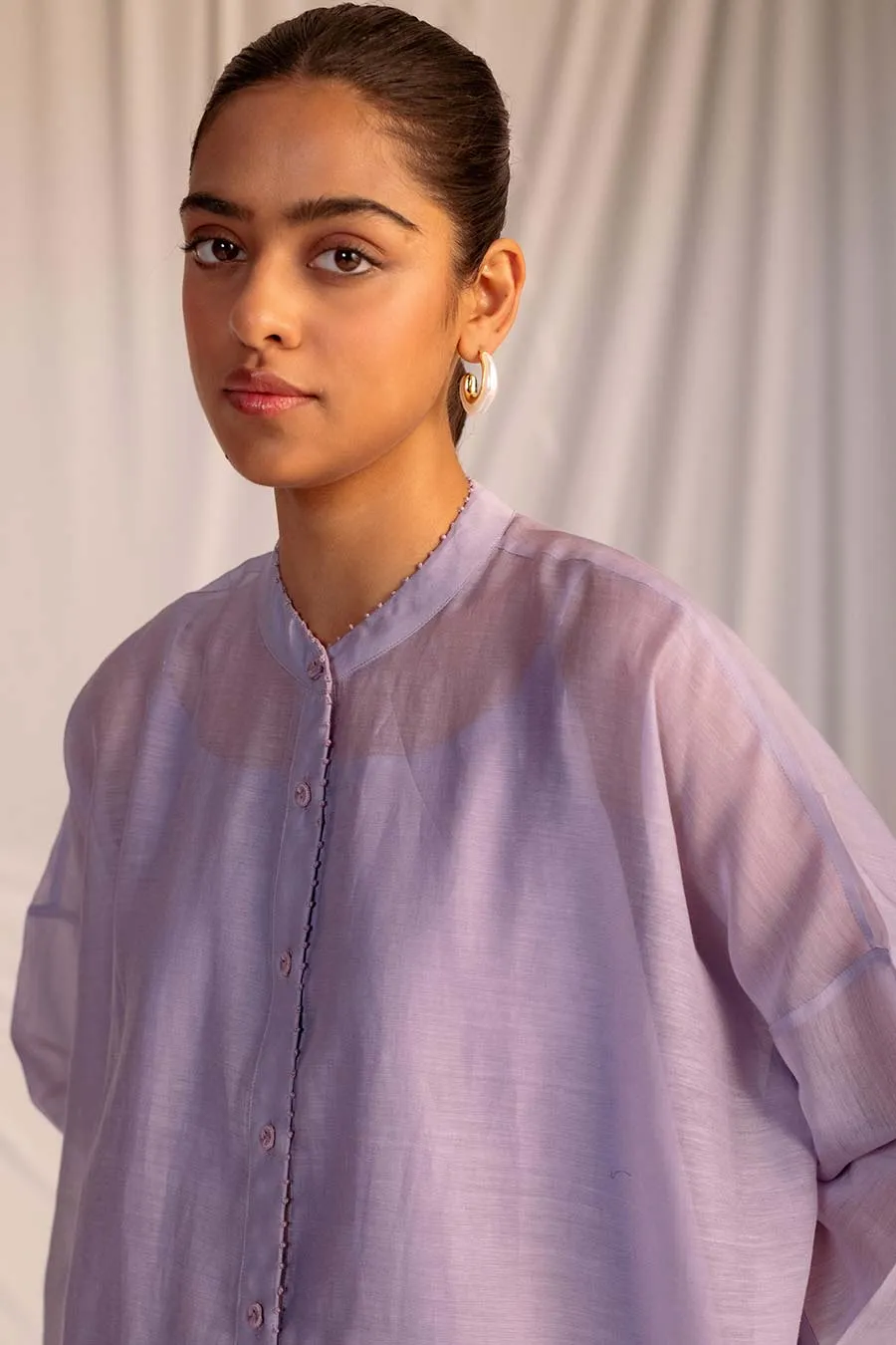 Violet Embroidered Tunic & Pant Set