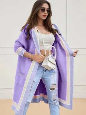 Voss Copenhagen Cardigan | Casual gebreide vest met open capuchon en oversized pasvorm