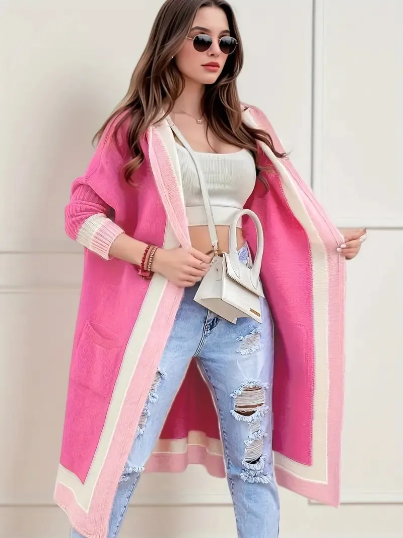 Voss Copenhagen Cardigan | Casual gebreide vest met open capuchon en oversized pasvorm