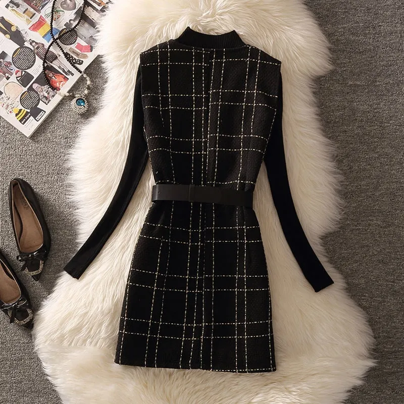 West Side Stroll Plaid Tweed Vest & Top Set