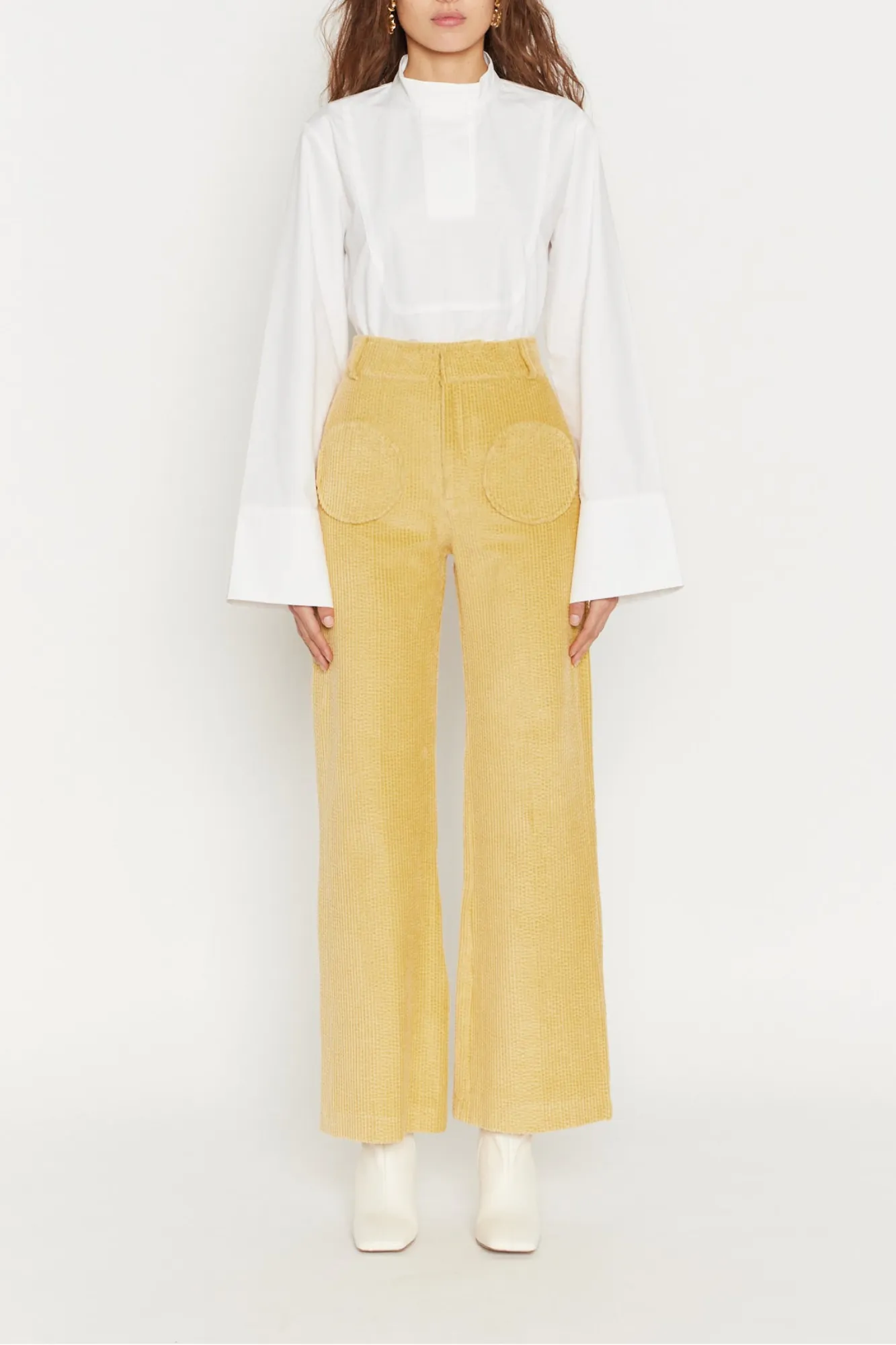 Wheat Corduroy Flared Pants