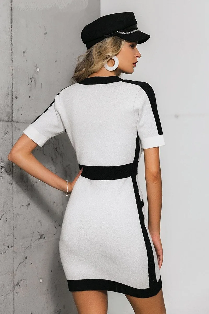 Women's Autumn Deep V-Neck Knitted Bodycon Dress