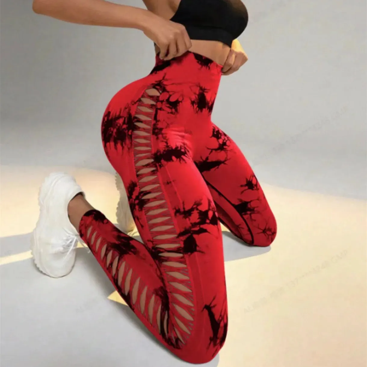 Womens Hollow Seamless High Waist Leggings SIZE S-L