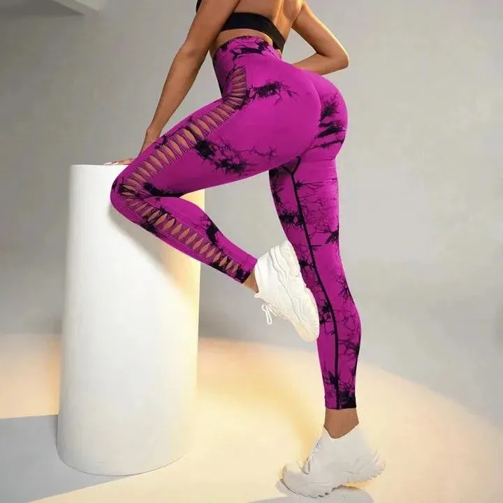 Womens Hollow Seamless High Waist Leggings SIZE S-L