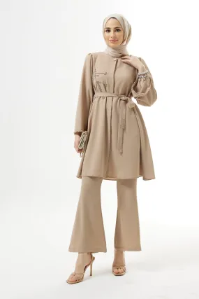 ZRF Women Luna Stone-Embroidered Set - Beige - Piraeus